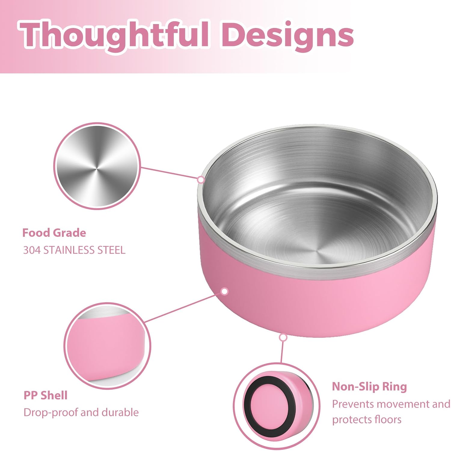 Pink Non-Slip Dog Bowls