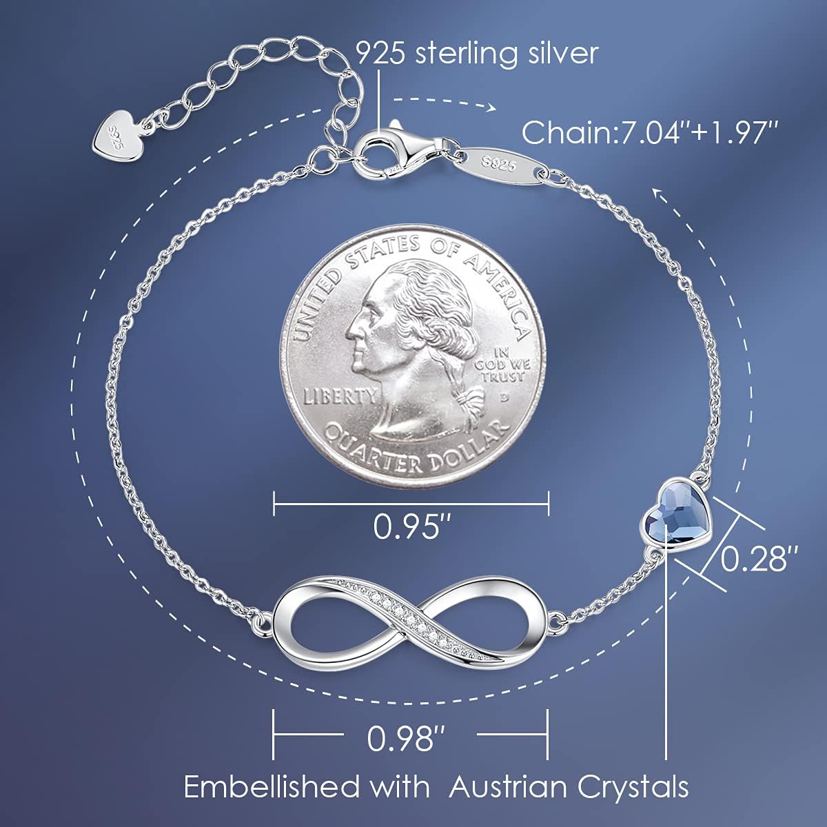 Infinity Heart Birthstone Bracelet