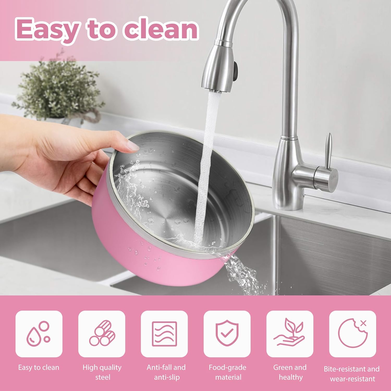 Pink Non-Slip Dog Bowls