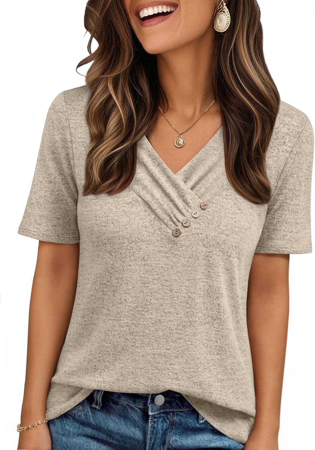 Chic V-Neck Button Blouse
