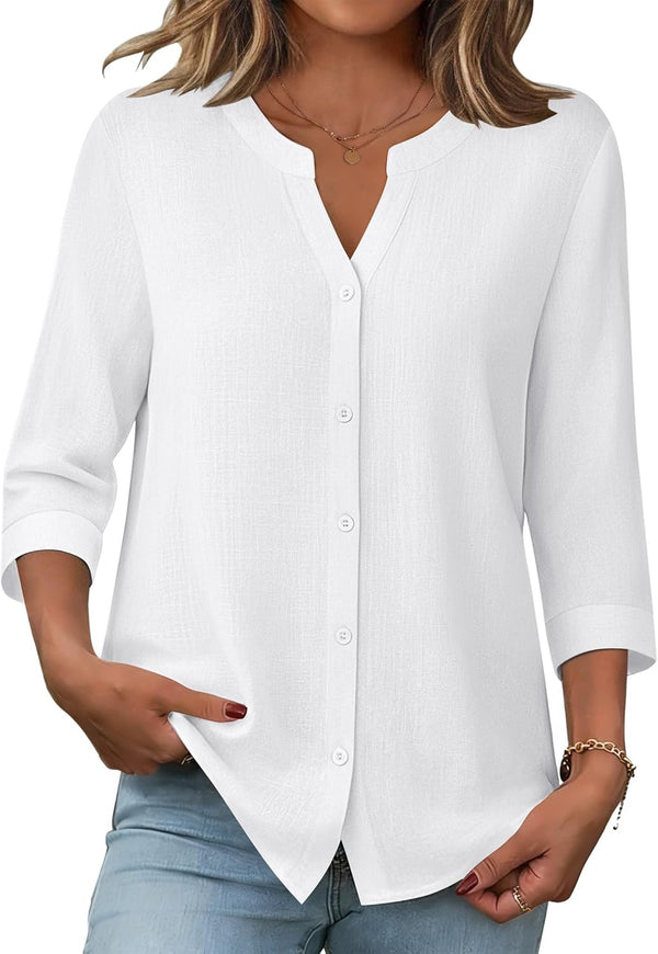 Chic Linen V-Neck Blouse