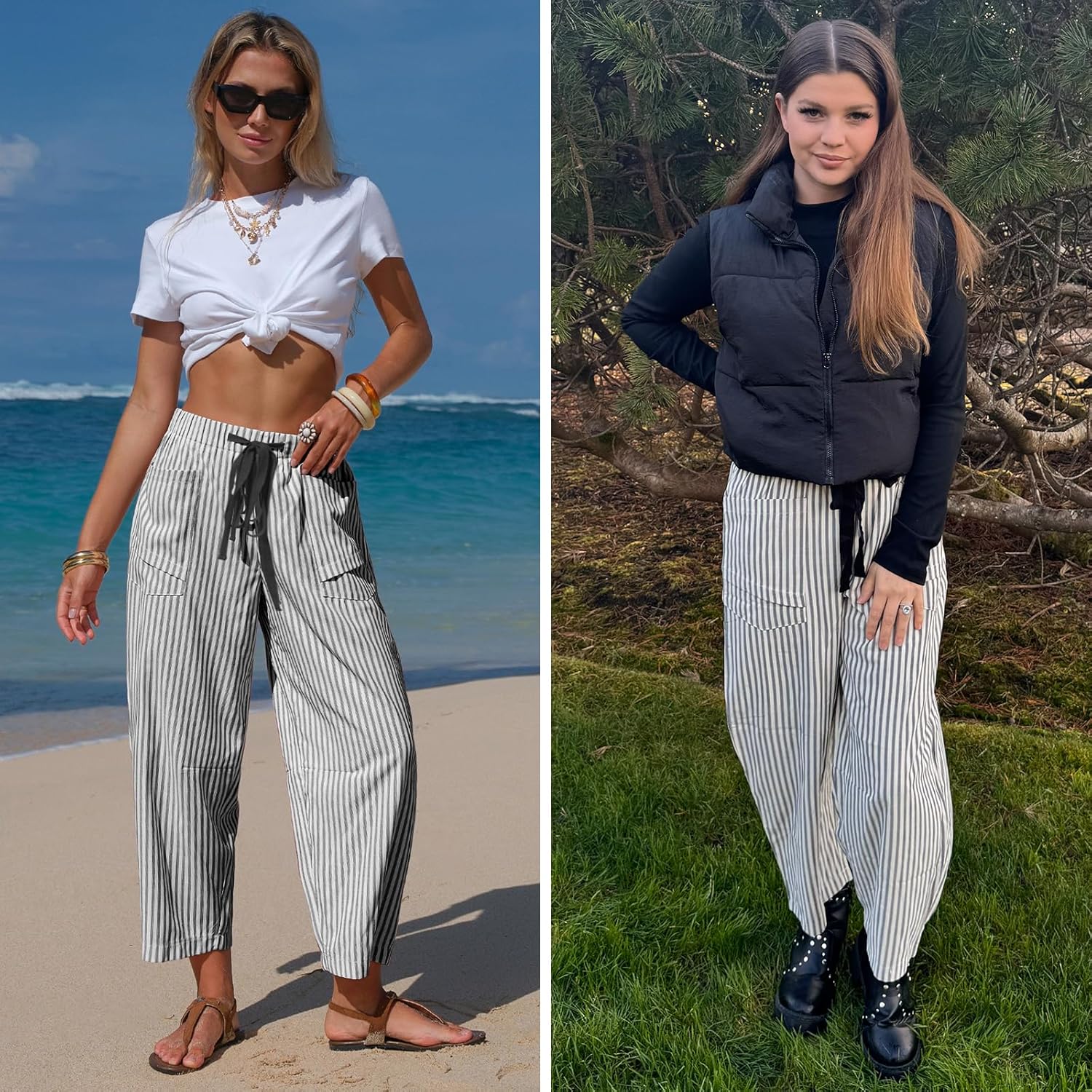 Comfy Striped Capri Pants