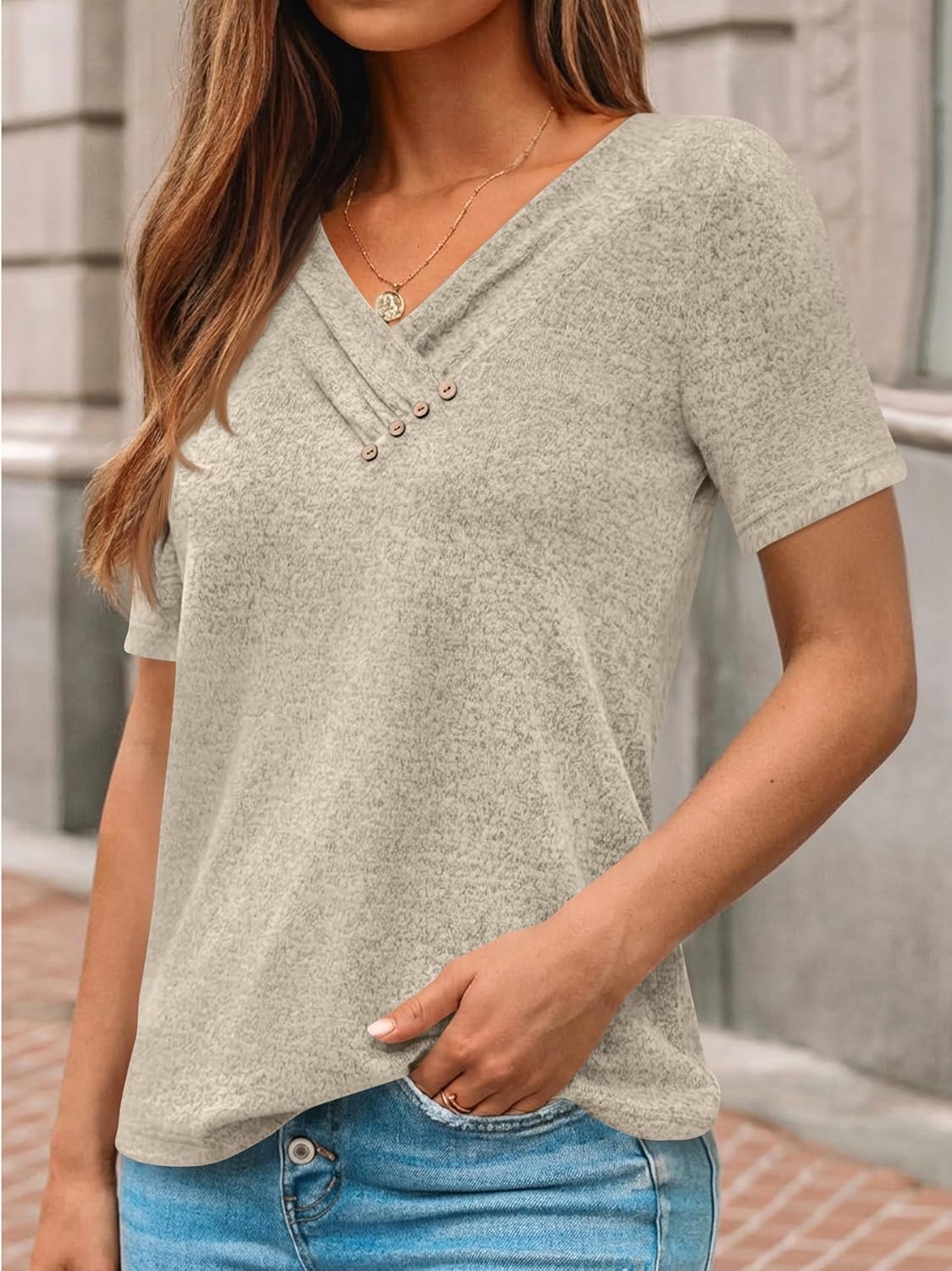 Chic V-Neck Button Blouse
