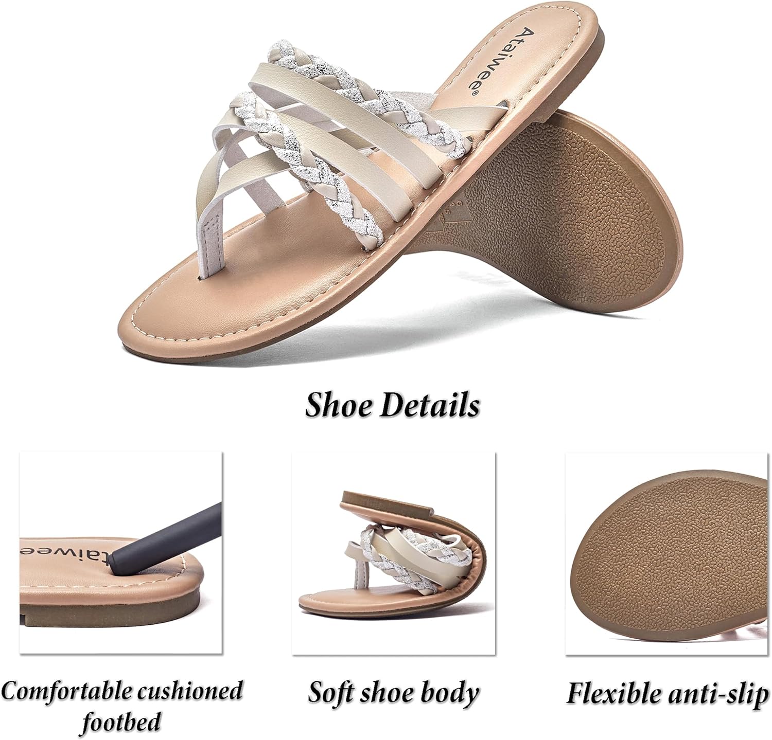 Ataiwee Women's Comfy Slide Sandals