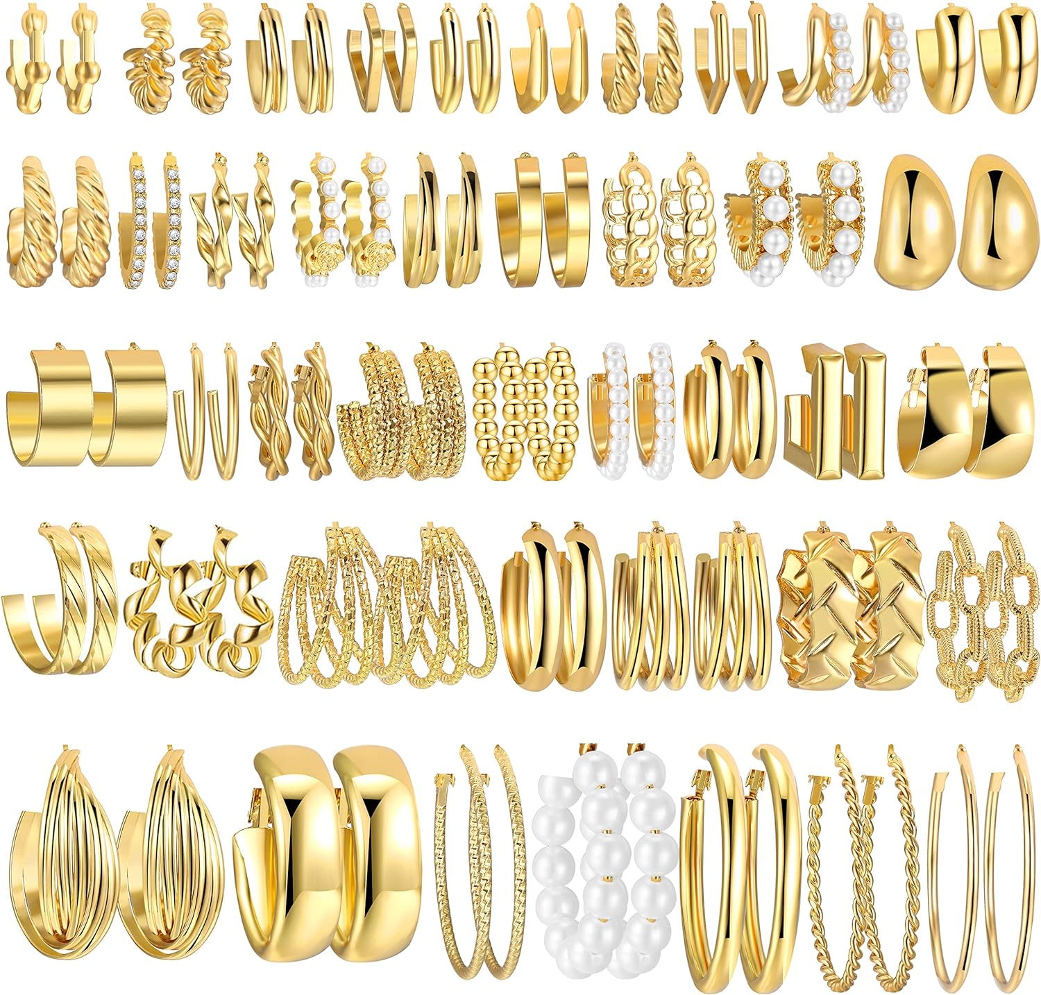 Chic Gold Hoop Earrings Set