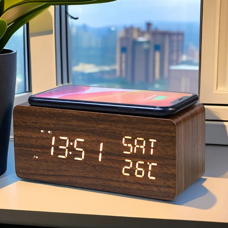 Sleek Wooden Alarm Clock